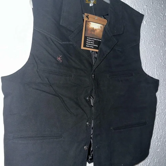 Wyoming Traders Black Bronco Canvas Vest L-3xl - Picture 5 of 6